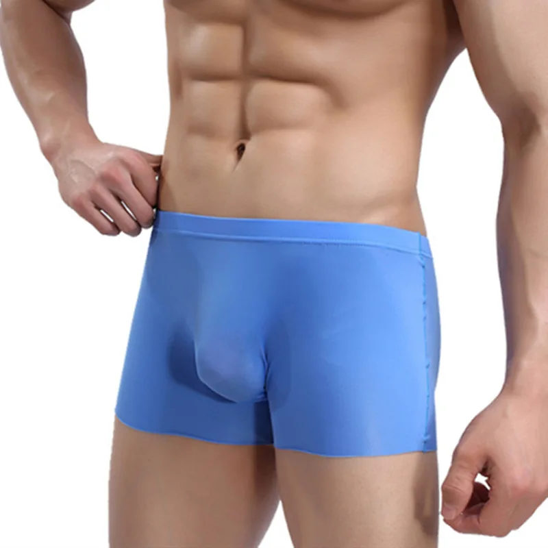 Men Boxer Underwear Boxers Men's U High Elastic Convex Seamless Silk Waist Slim Large Male Boxer Pant for Men 5