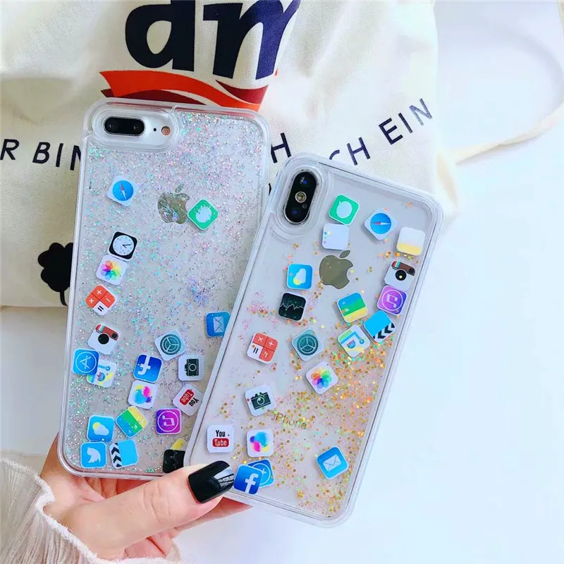 

Quicksand Capinha For iPhone 7 7Plus 8 8Plus 6 6s 6Plus Dynamic Liquid Hard PC Case Cover For iPhone X 7 8 Xs Max Xr Capa ipone