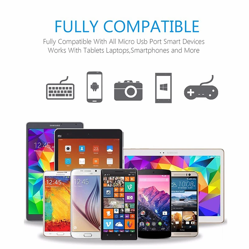 Shuliancable المصغّر USB كابل للأندرويد الهاتف سريع تهمة USB كابل بيانات لسامسونج Xiaomi اللوحي الروبوت USB كابل شحن