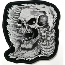 Изготовленный На Заказ Большой Вышивка в стиле панк жить, чтобы ездить черепная пушка нашивки на одежду мотоцикл термоклейкие для одежды измельчитель патчи ездить бесплатно значки