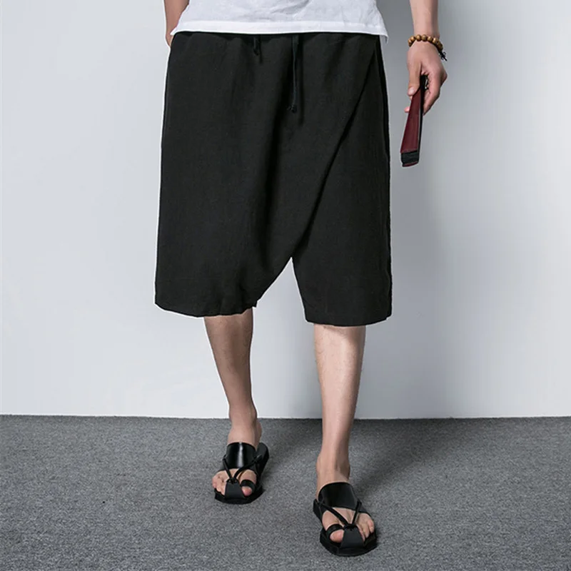 Необычные высококачественные льняные шорты летние новые оригинальные модные китайские стильные шаровары мужские шорты