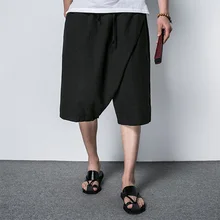 Необычные высококачественные льняные шорты летние новые оригинальные модные китайские стильные шаровары мужские шорты