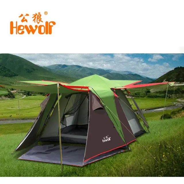 Cheap HeWolf Hall for many people to tent 5 automatic posting more persons two-bedroom tent tents outdoor