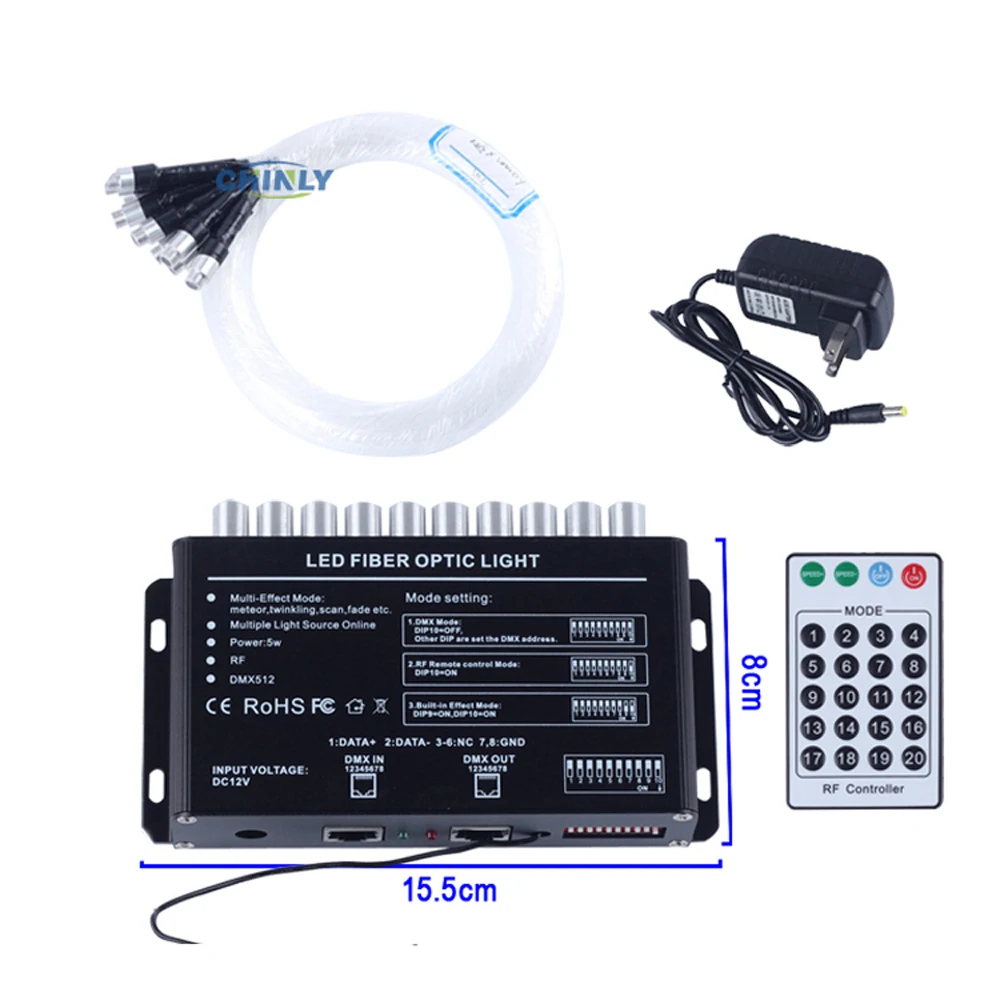 

Meteor Effect Light Driver 5W Engine 24 Key RF Remote Control PMMA Fiber Optic Cable LED Star Lighting for Decorative Project