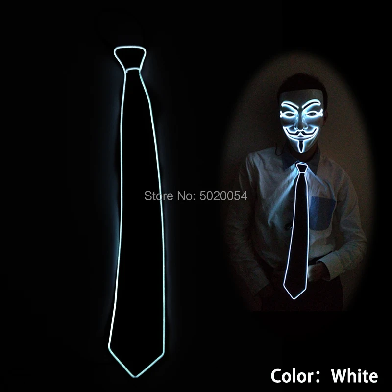 Dance DJ Club Bar Decorative Flashing Neon EL Light Up Slim Tie Novelty Cosplay LED Rave Neck Tie For Men neck tie cosplay necktie