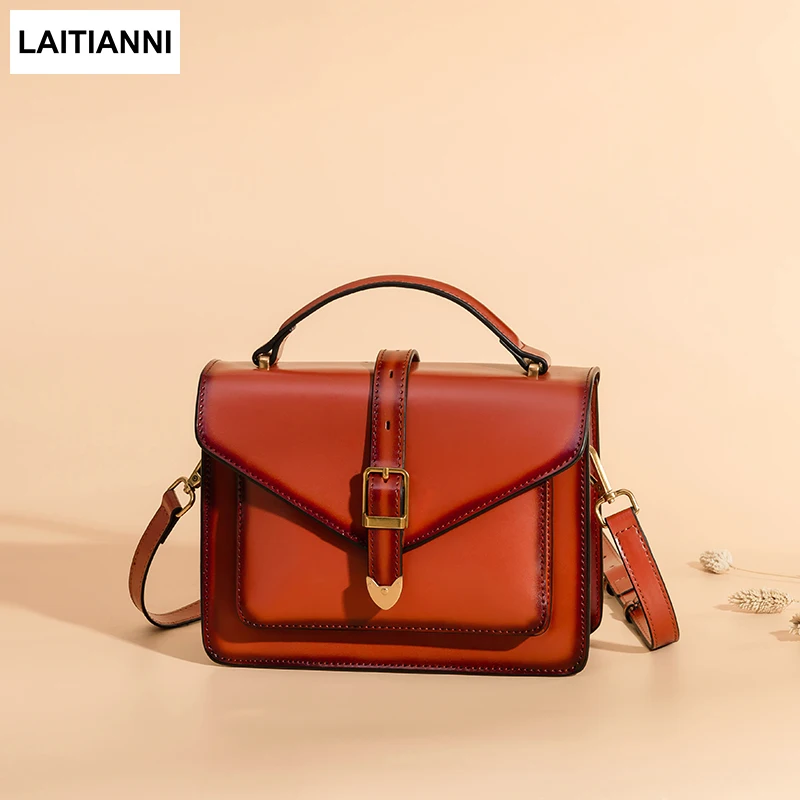 

Flap Bags Women Genuine Leather Female Messenger Bags 2018 Belt Buckle Purse Fashion Handmade Lady Crossbody Bags