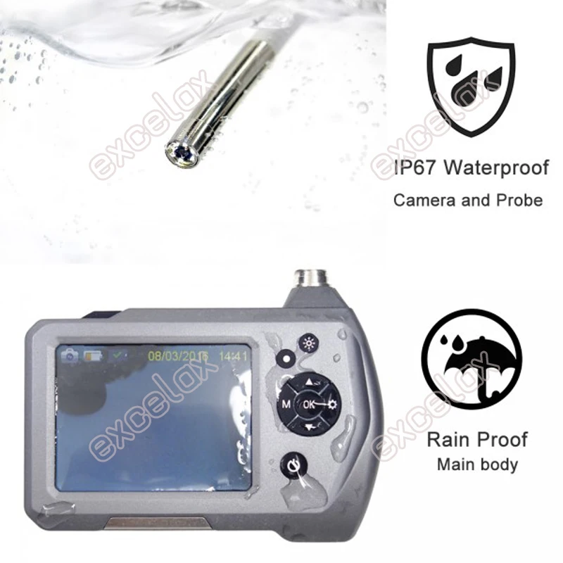 IP67 1440x1080 3.5" LCD 3.9mm 5.5mm 7.6mm Industrial Endoscope Pipe Inspection Camera Flashlight Snake Tube Borescope 1M 3M 5M