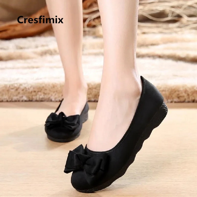 Cresfimix vrouwenschoenen Женская мода светильник вес черный галстук бабочка обувь на