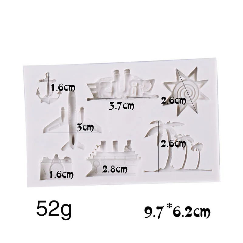 Coconut trees Hook Anchor Ship Plane Aircraft Sunsine Silicone mold for Cake Decorating tools Fondant Gumpaste Chocolate | Дом и сад
