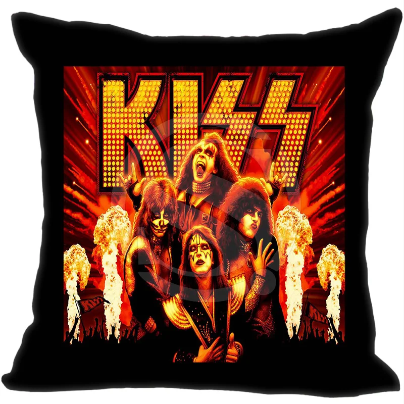 Хит продаж наволочка с надписью Kiss Music Rock Band 16x16 дюймов (две стороны) Наволочка на