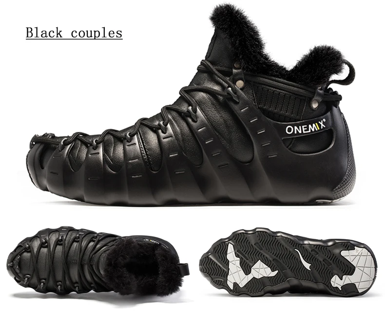 Onemix/зимняя обувь для бега; мужские теплые зимние ботинки; мужская уличная спортивная обувь; мужская теплая Треккинговая обувь с плюшевой подкладкой; женские кроссовки для мужчин