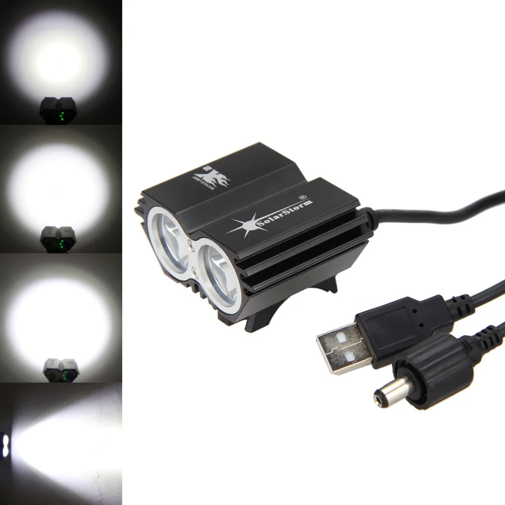 Clearance Waterproof Cycling Lamp 6000LM 2x XM-L T6 LED Bicycle Lights Dual Port  Head Front Bike Headlamp USB Port Torch No Battery 1