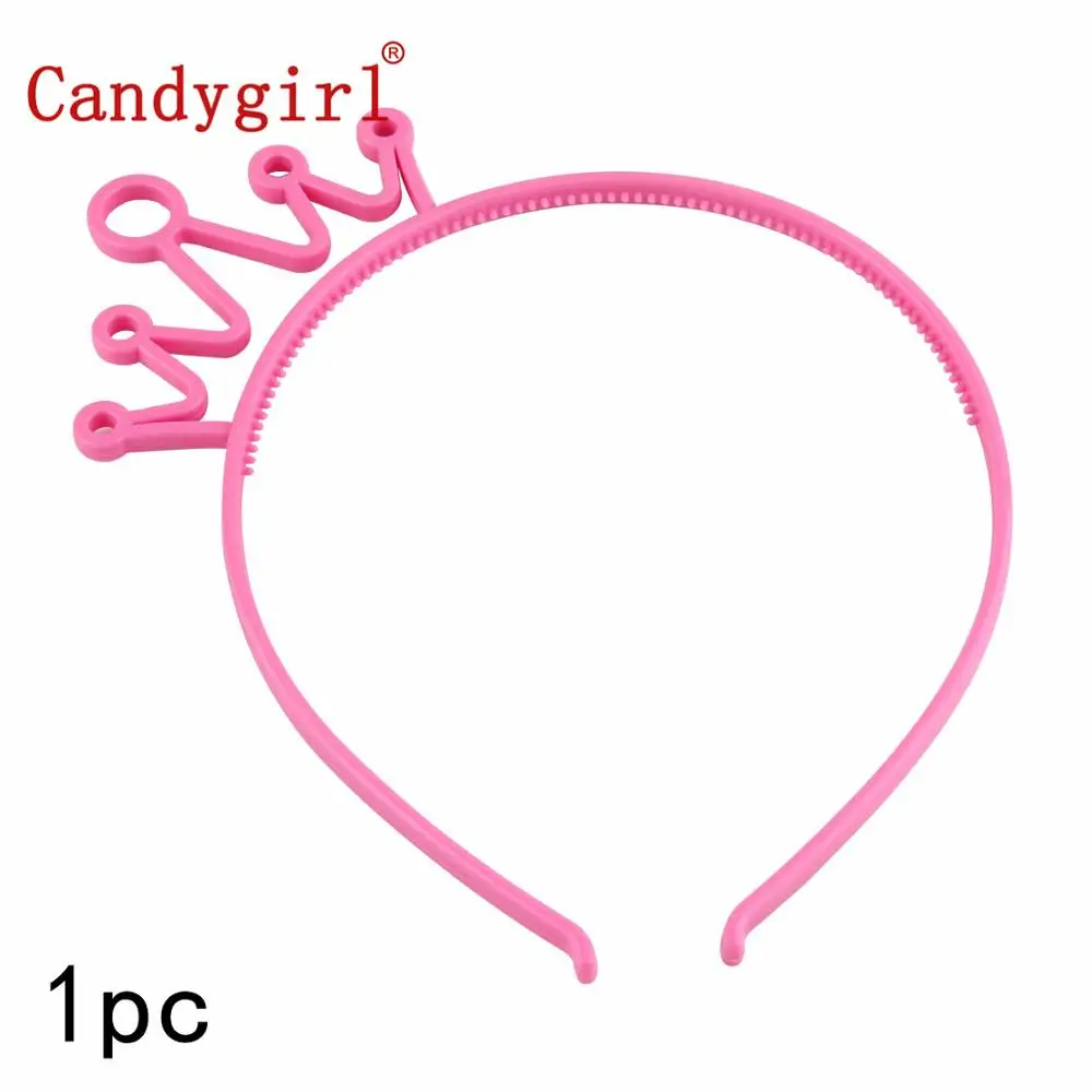 1 шт Candygirl пластиковые обручи голова в короне для маленьких девочек Дети женские обручи для волос кольца аксессуары, лента для волос Boho эластичный головной убор - Цвет: Pink Headbands