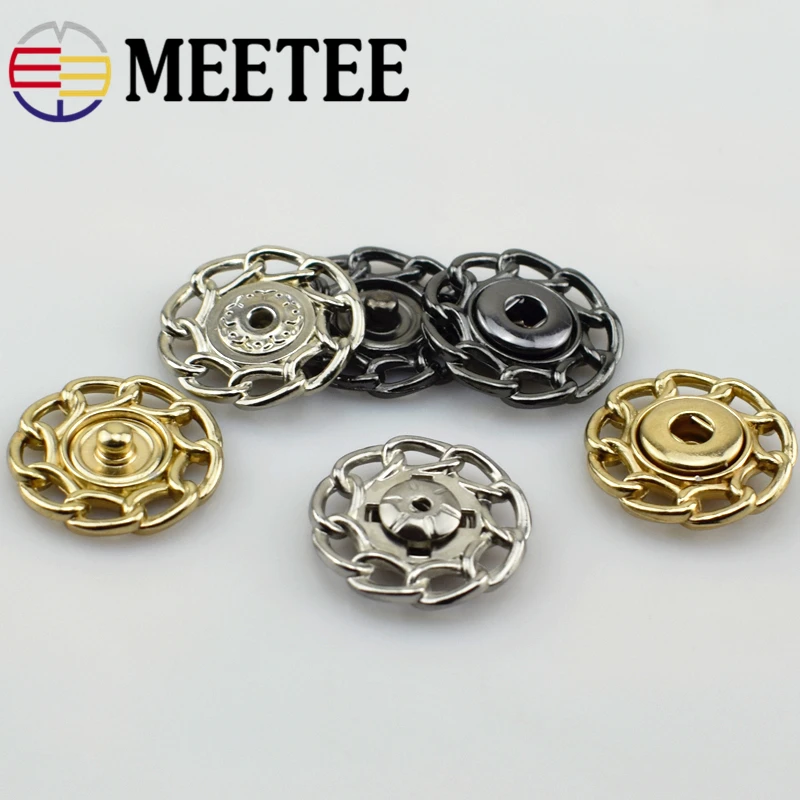 

10pcs Braided Round Chain Metal Snap Button Coat Botones For Clothing DIY Sewing Decorative Buckles D5-2