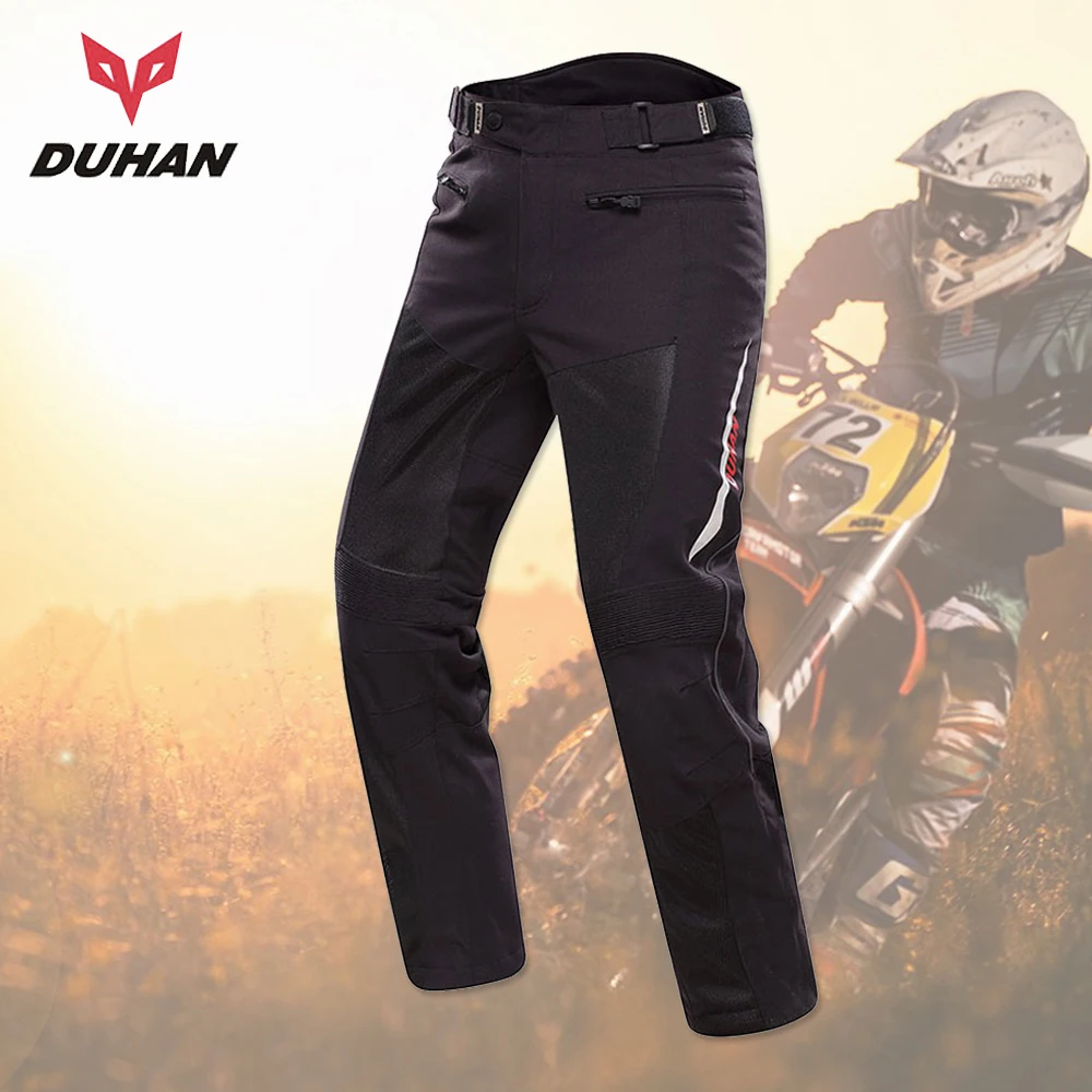 DUHAN Motorcycle Pants Men Moto Trousers Racing Off road Summer Mesh Pants Protective Gear With