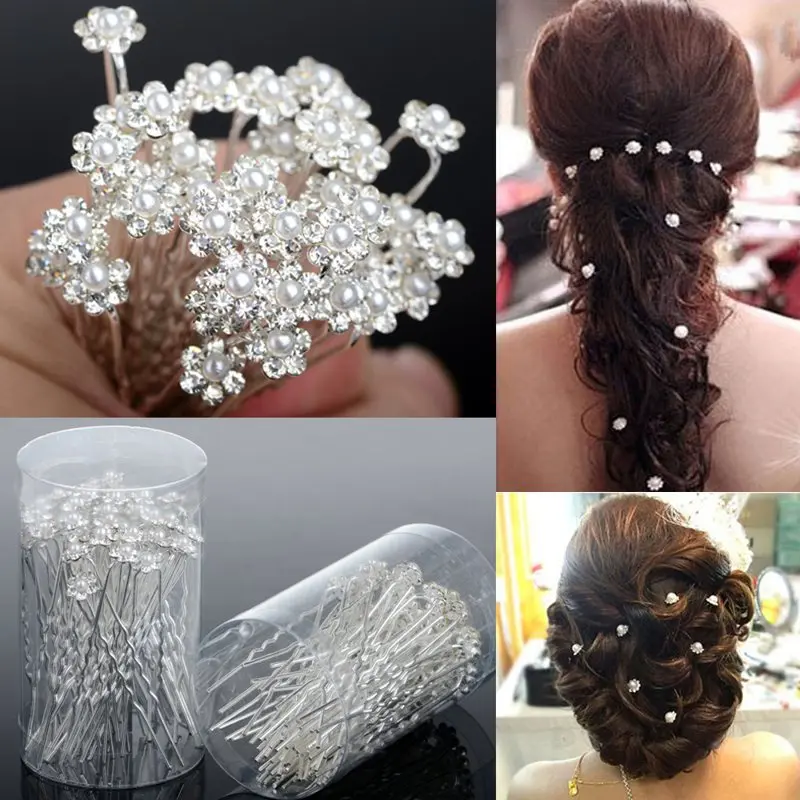40PCS Hot Wedding Hair Pins Crystal Pearl Flower Bridal 40PCS Hot Wedding Hair Pins Crystal Pearl Flower Bridal