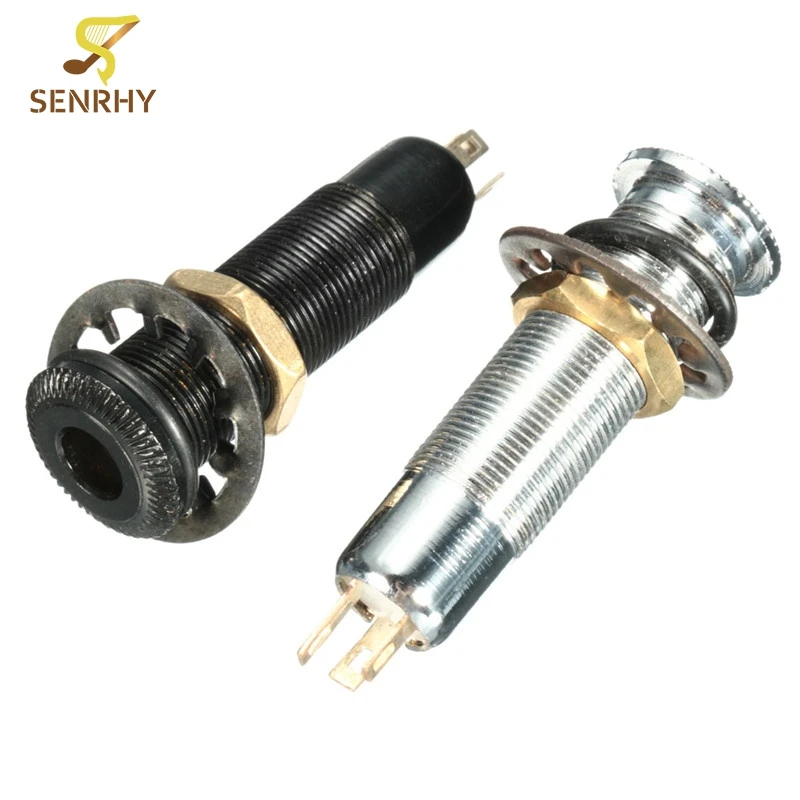 

44.5x16cm Black/Silver Electric Guitar Bass Input/Output Mono Active Barrel Long Threaded Jack Socket Guitar Parts & Accessories