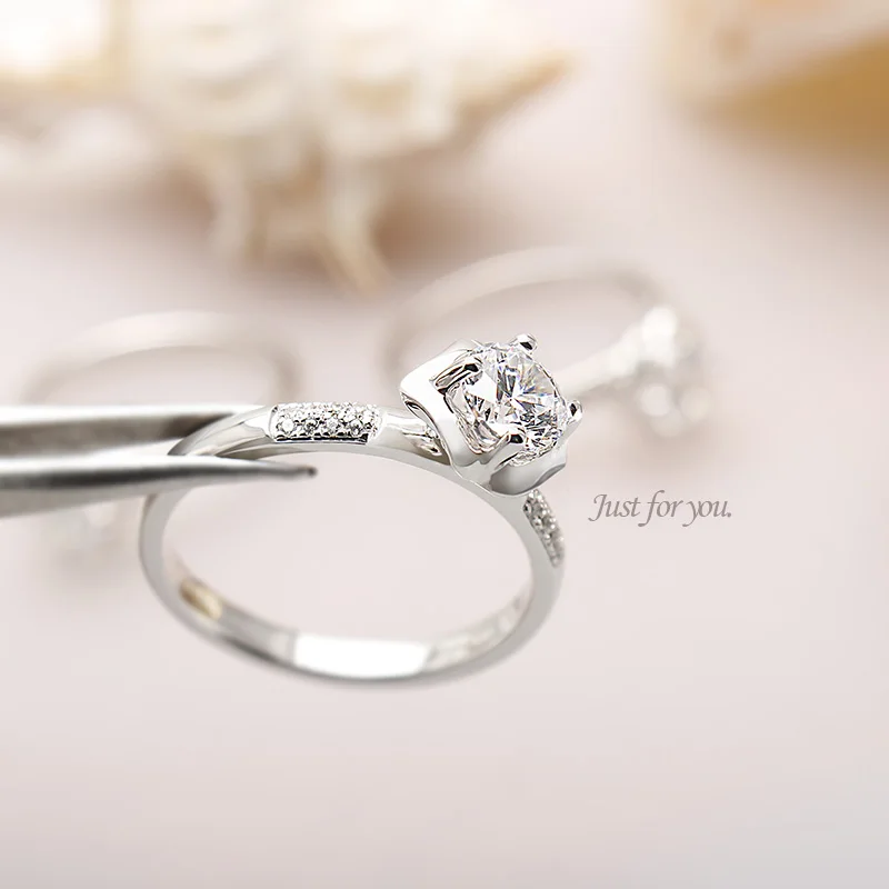 

Romantic Luxury Bridal Cubic Zirconia Rings for elegant lady gift Engagement solid 925 stering silver jewelry with name/card/box