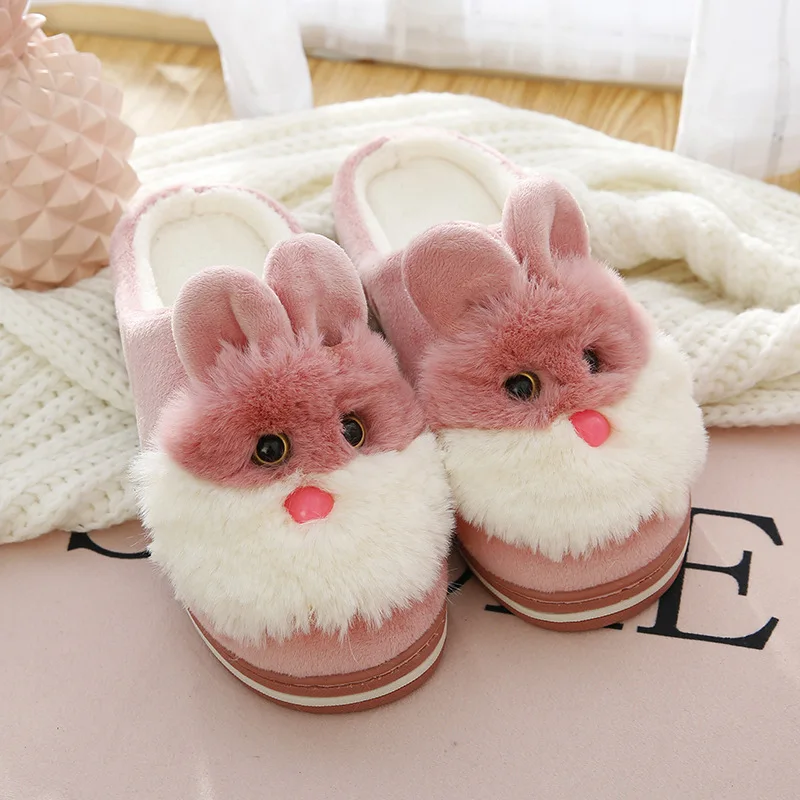 

W1001：Women Indoor Cotton Slippers Ladies Winter Non-slip Rabbit Student Girl Cartoon Home Winter Shoes Warm Slipper