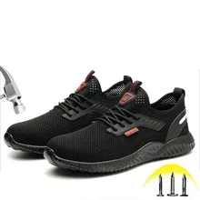 Безопасная обувь для мужчин и женщин со стальным носком кепки летние с сеткой дышащий легкий кроссовки уличная прокалывающаяся промышленная Рабочая обувь
