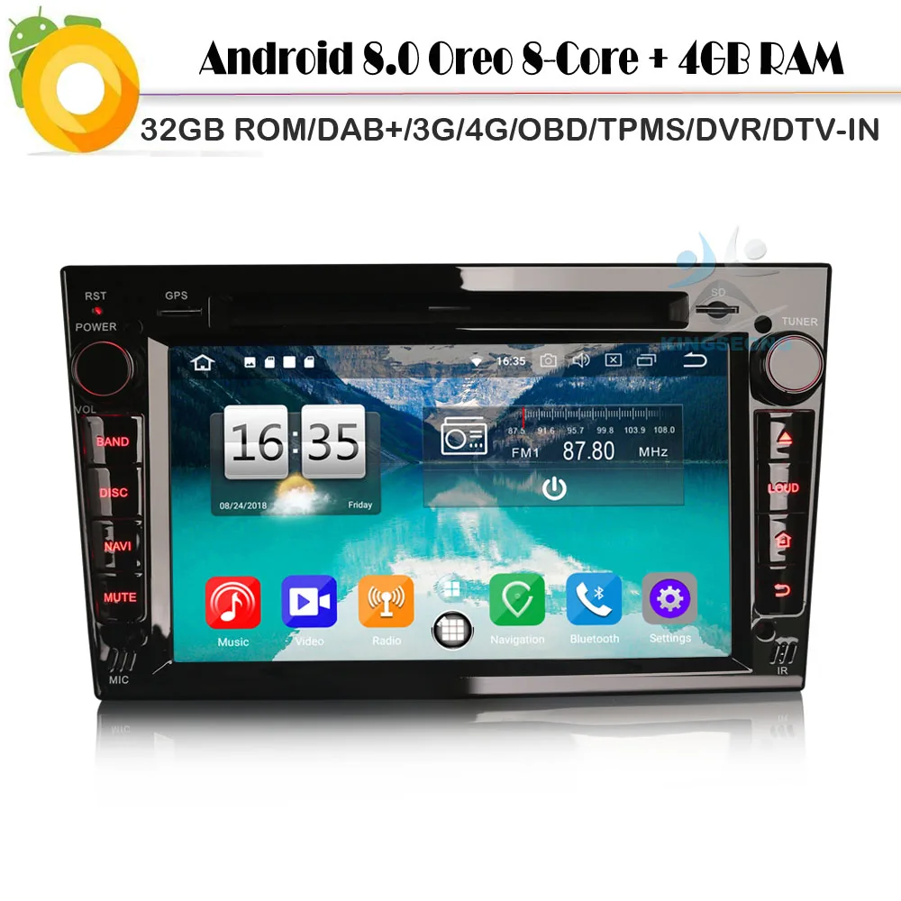 Автомобильный мультимедийный плеер Авторадио Android 8 0 Nav DAB + Kern для Opel Astra Corsa C/D Vectra C