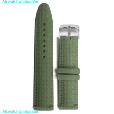 24mm Army Green Color Silicone Jelly Rubber Unisex Watch Band Straps WB1070G24JB