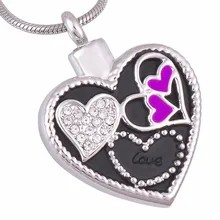Eternally Loved Women Engraved “Love” Forever Red Heart Urn Jewelry Ashes Holder Memorial Cremation Necklace