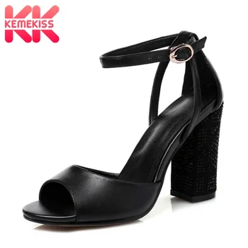 

KemeKiss Size 31-45 Sexy Women Genuine Leather High Heel Sandals Ankle Strap Peep Toe Summer Party Shoes Women Party Footwear