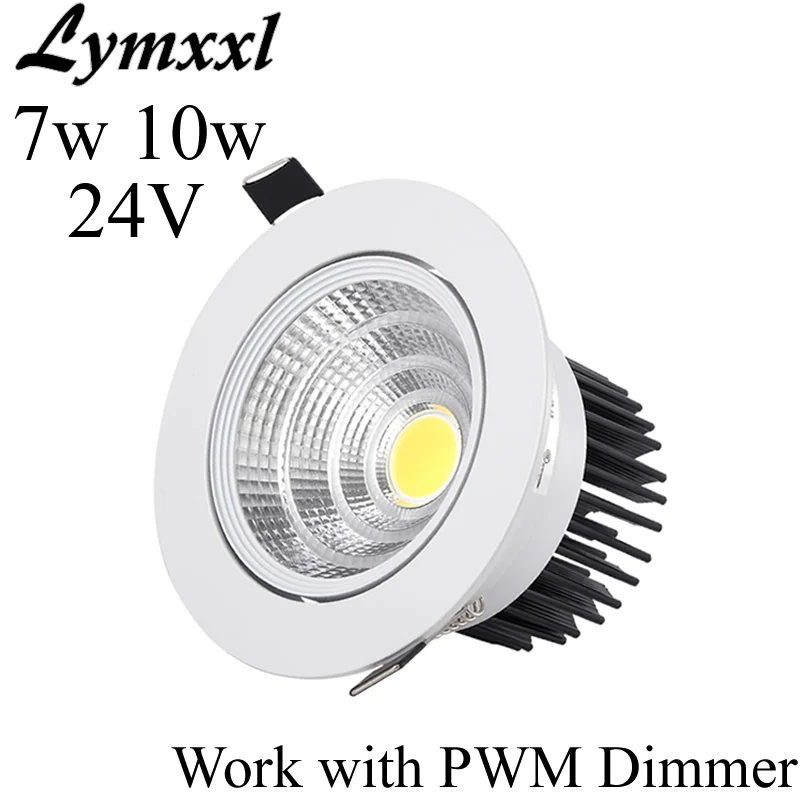 

Newest Led Cob Downlight 7w 10w Dimmable Led Recessed Down Light work with PWM Dimmer AC/DC24V Ceiling Spot Light + driver UL CE