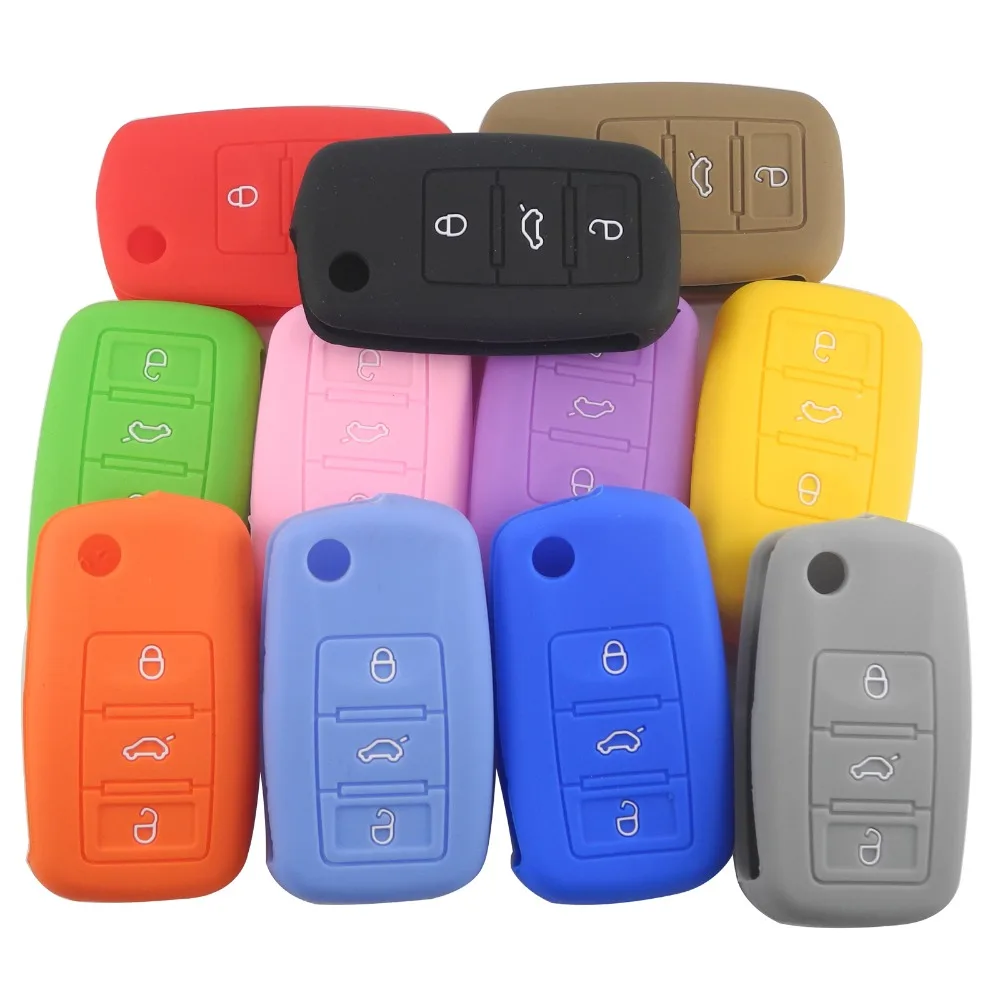 

New Silicone Car Key Cover Case For VW Golf 4 5 6 7 Bora Jetta POLO MK4 MK6 Bora Passat B5 B6 Superb Tiguan Beetle 3 Buttons