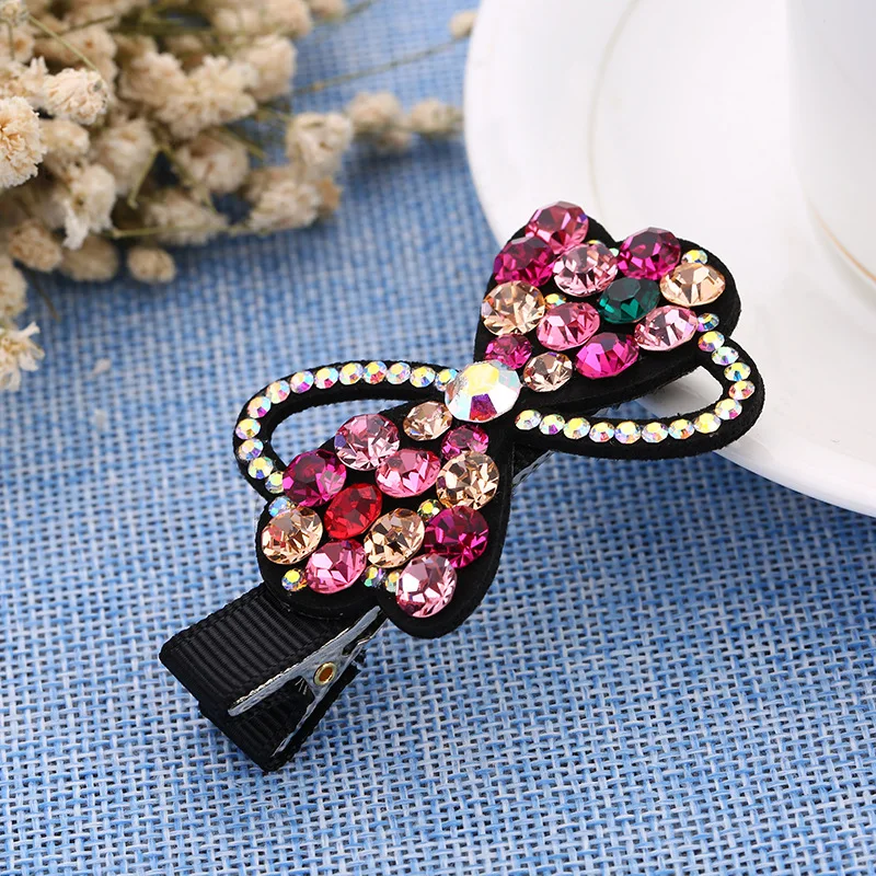 

Women Fashion Ponytail Holder Hair Pins Korean Simple Crystal Rhinestone Bow Hair Clips Girl Cute Full Diamond Hair Accessories