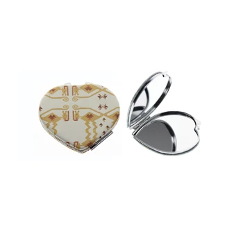 

7cm Heart Double Side Pretty Portable Folding Hand Vanity Makeup Cosmetic Pocket Compact Mirror For Women Girl Child Kid Gift