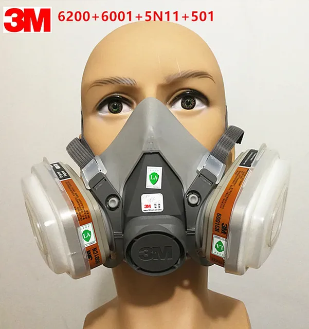 Original 3M 6200 gas mask 7 Piece Suit Respirator with 3M 6001 Suitable ...