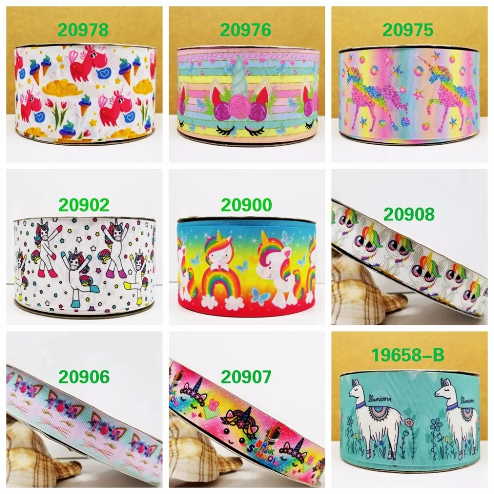 

Free shipping 50 yard per size unicorn ribbon printed grosgrain ribbon 20978