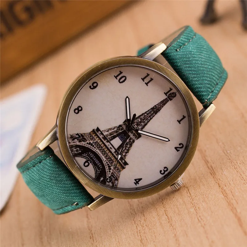 Fashion Women Watches Retro Iron Tower Cowboy Leather Band Analog Quartz Watch Wrist Watch Relogio Feminino #AP28 (12)