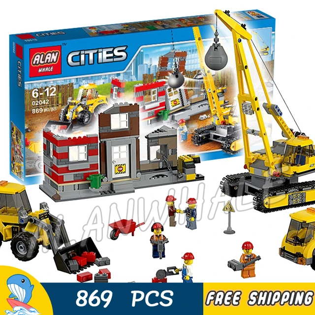 869pcs City Demolition Site Crane Truck Construction Team 02042 Model