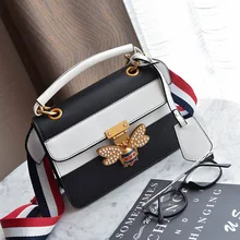 

2018 Women Color splicing Little bee Bags Fashion Zipper Designer Handbag Casual Shoulder Messenger Bag Luxury Crossbody bag