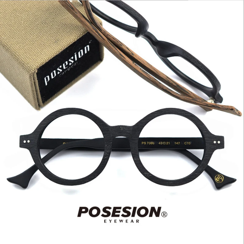 

POSESION Optical Eyeglasses Frame Men Women Retro Round Computer Glasses Spectacle Frame For Clear Lens Male Eyewear PS7086