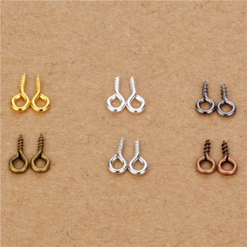 

200ps/lot 4x9mm Mini Eye Pins Eyepins Hooks Eyelets Screw Threaded Metal Jewelry Pendant Clasps for DIY Jewelry Making