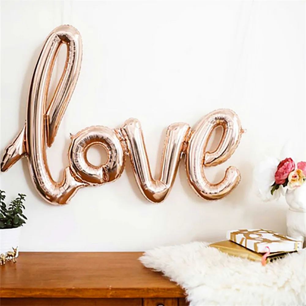 

Ligatures LOVE Letter Foil Balloon Wedding Decorative Anniversary Valentines Birthday Party Decoration Champagne Cup Booth Props