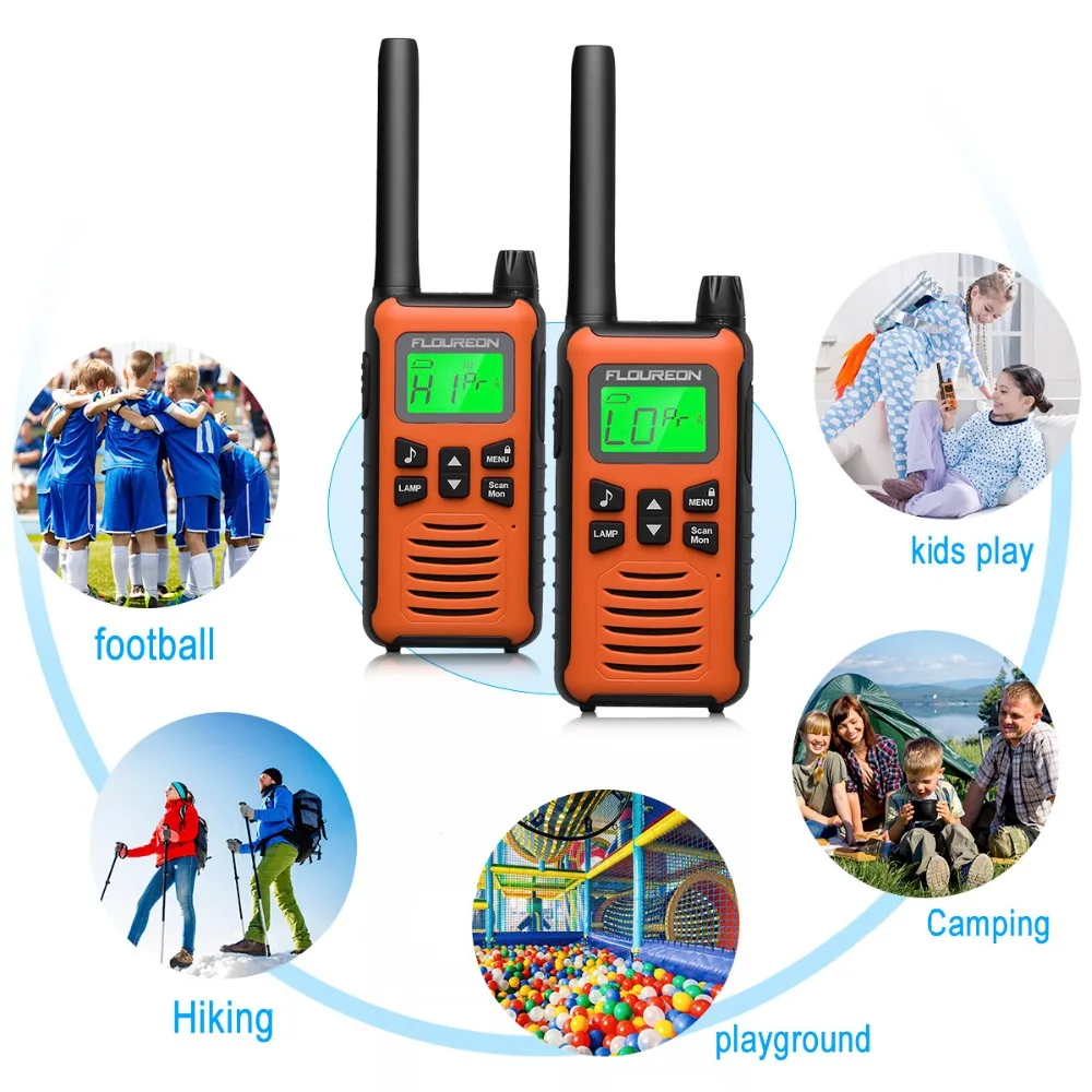 FLOUREON 16 каналов Twins Walkie Talkies PMR 446MHZ двухстороннее радио до 5000 метров/3 1 миль диапазон