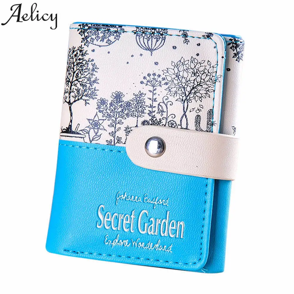 

Aelicy Women Wallets Leather Short Card Holder Credit Scrub High Quality Female Purse Secret Garden Small Wallet Women 2018