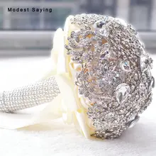 Роскошные Шампанское искусственные цветы, хрустальные Букеты Свадебные со стразами Свадебные невесты букет Свадебные аксессуары