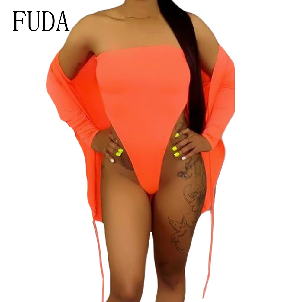 

FUDA Fashion Sexy Two-pieces Bodysuit Summer Hollow Out Bodycon Bandage Overalls for Women Elegant Beach Casual Playsuits