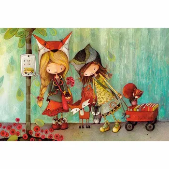 

Fox and Girl DIY Crystal full drill square 5D diamond painting cross stitch kit mosaic rhinestone ZH