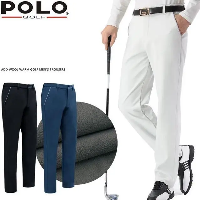 Autumn Winter Golf Men's Pants Straight Slim Trousers Male Fleece keep warm Elastic Solid Color Golf sportswear Pants size30-38 Autumn Winter Golf Men's Pants Straight Slim Trousers Male Fleece keep warm Elastic Solid Color Golf sportswear Pants size30-38