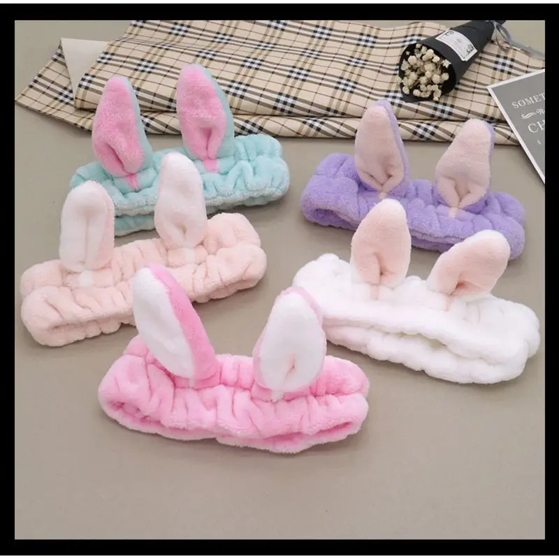 

Women Rabbit Ears Hair Band Headband Makeup Place Mask Wide Brimmed Hair Accessories Hairband Scrunchie Haar Accessoires Turban