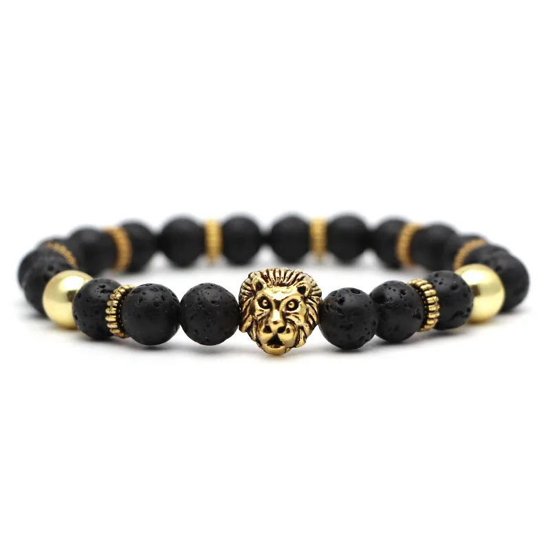 Лев модные четки бусы из лавового камня тигровый глаз любовь натуральный камень мужские браслеты и браслеты Йога браслет для женщин ювелирные изделия