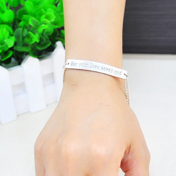 Whole Words Quote Engraved Bracelet 925 Sterling Silver Whole Words Quote Engraved Bracelet 925 Sterling Silver Personalized Men Jewelry Homens Pulseira In Charm Bracelets From Accessories On