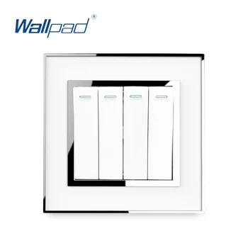 

4 Gang 2 Way Lamp Switch 2019 Luxury Acrylic Mirror Panel With Silver Frame Wallpad Rocker Push/Pull Wall Switches 16A